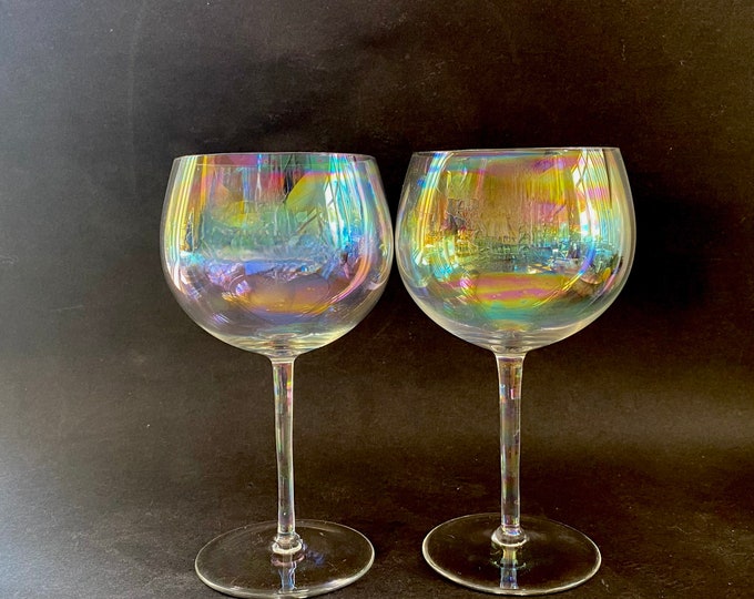 Vintage Wine Glasses, Iridescent Glasses, Dorothy Thorpe Bubble Clear
