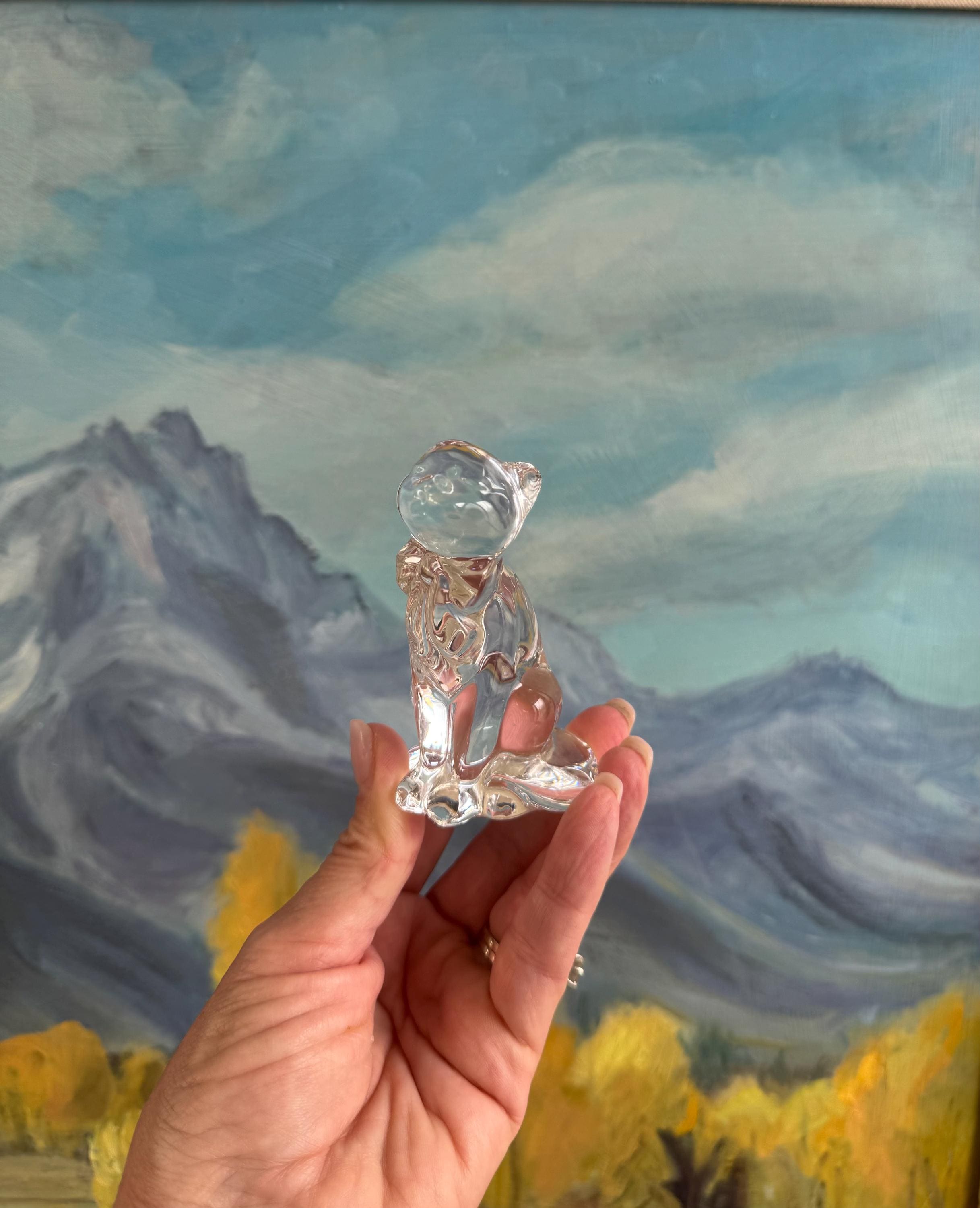 Vintage Crystal Glass Animal Paperweight - Etsy
