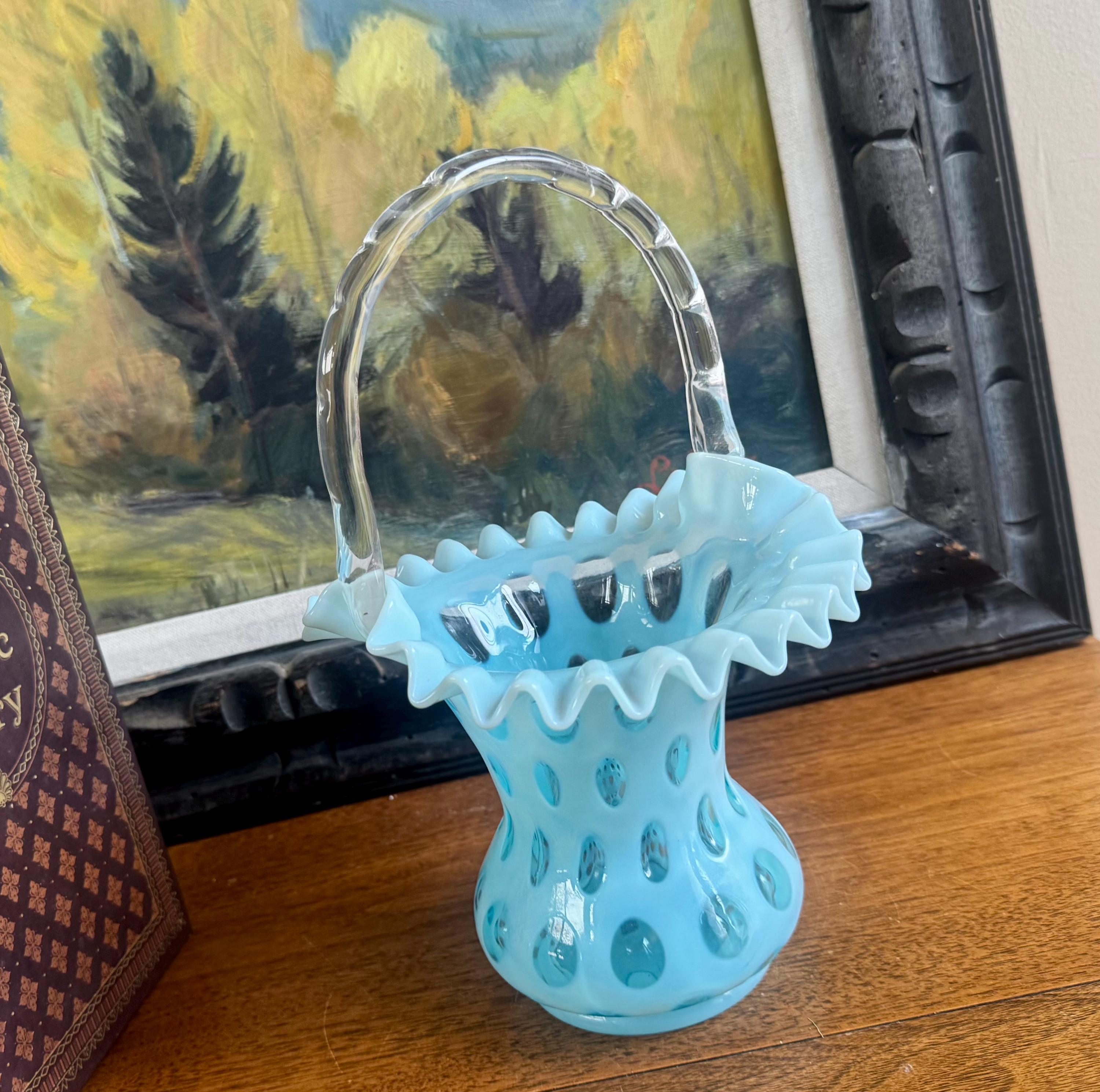 Fenton Blue Coin Dot Vase - Etsy