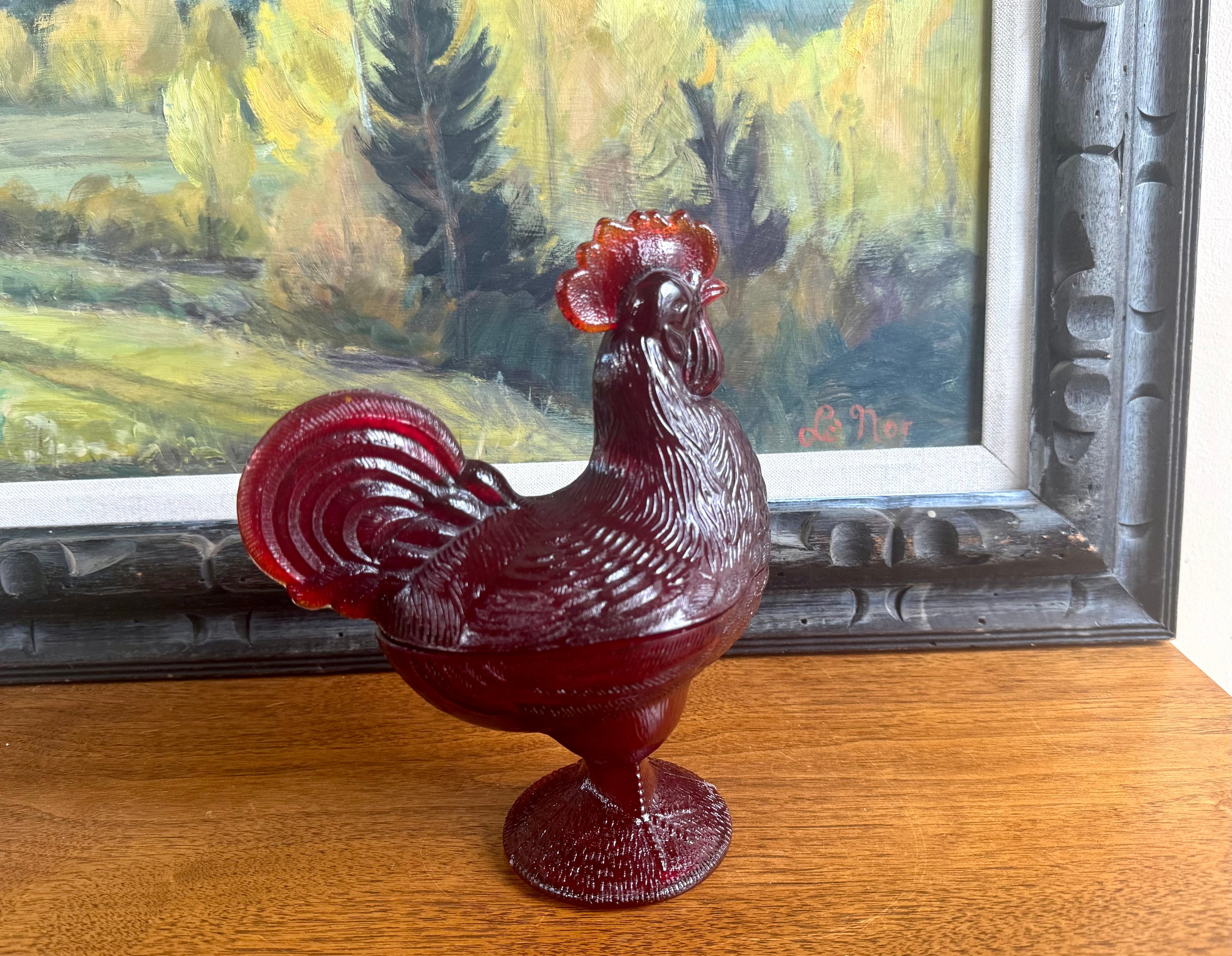 Glass Rooster Rooster Dishes Vintage Vintage Smith Clear Glass