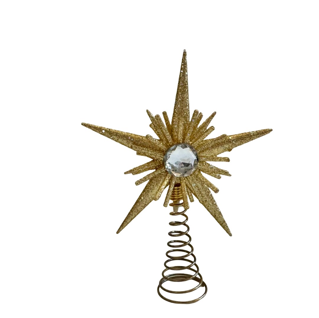 Vintage Tree Topper Small Tree Topper Gold Tree Topper With Atomic Star ...