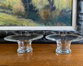 Vintage Blenko Glass Bowls - Small Cowboy Hat Bowls, Clear Blenko Glass Candle Holders, Votive Dishes, Art Glass Round Vases, Barware