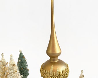 Christmas Tree Topper Gold Festive Traditional Euro Finial Elegant Xmas Unique 