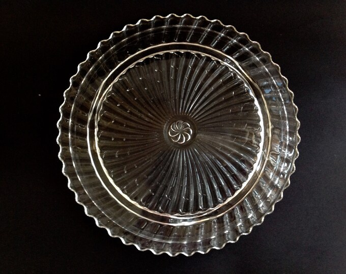 Vintage Glass Cake Plate Fancy Cake Plate Scrolled Cake Plate Cake