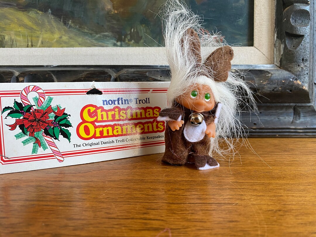 Vintage Dam Troll Doll, Vintage Christmas Troll Doll in Reindeer Suit