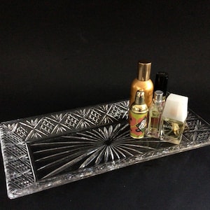 Vintage Vanity Tray,  Rectangle Tray,  Art Deco Vanity Decor, Perfume Tray, Desk Tray, Bar Tray,  Dresser Tray, Beautiful Glass Vanity Tray