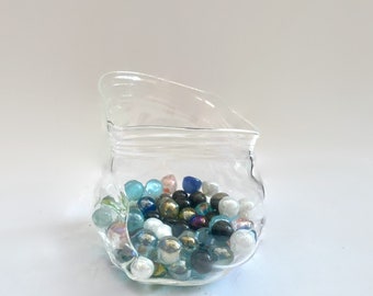 Vintage Glass Bag, Glass Zip Lock Baggie, Glass marbles, Art Glass, Candy Dish, Display Bag, Conversation Piece, Centerpiece