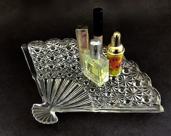 Vintage Vanity Tray, Fenton Glass Fan Tray, Perfume Tray, Desk Tray, Bar Tray,  Dresser Tray, Beautiful Fenton Glass Vanity Tray