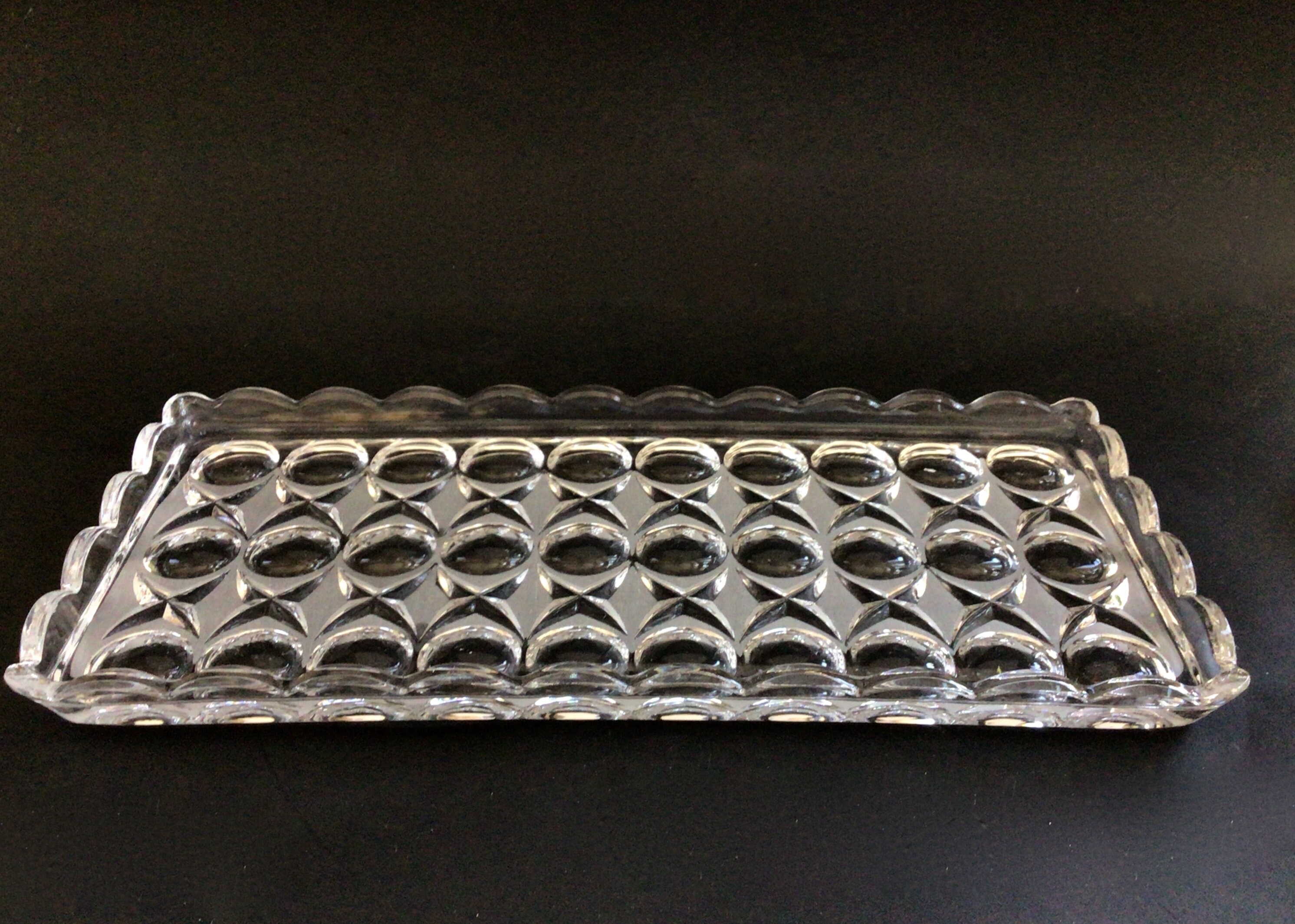 Vintage Vanity Tray Rectangle Heavy Glass Crystal Tray Art Etsy