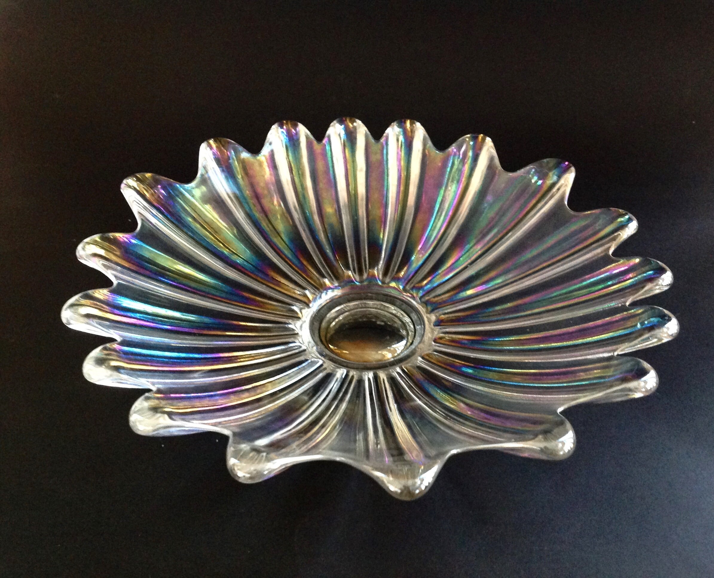 Vintage Federal Glass Flower Bowl Iridescent Flower Shape Etsy