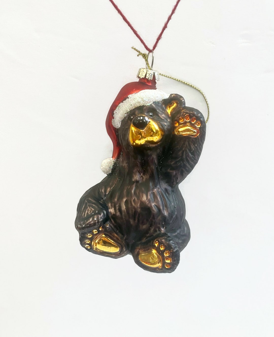 Vintage Glass Bear Ornament Woodland Animal Ornament Old Etsy