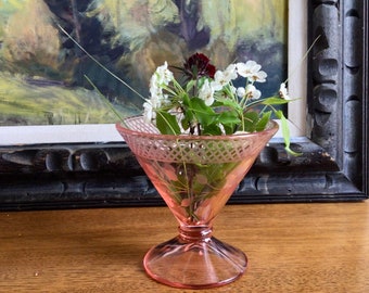 Vintage Fenton Glass Basket, Coin Dot Blue (opalescent) Rose Bowl