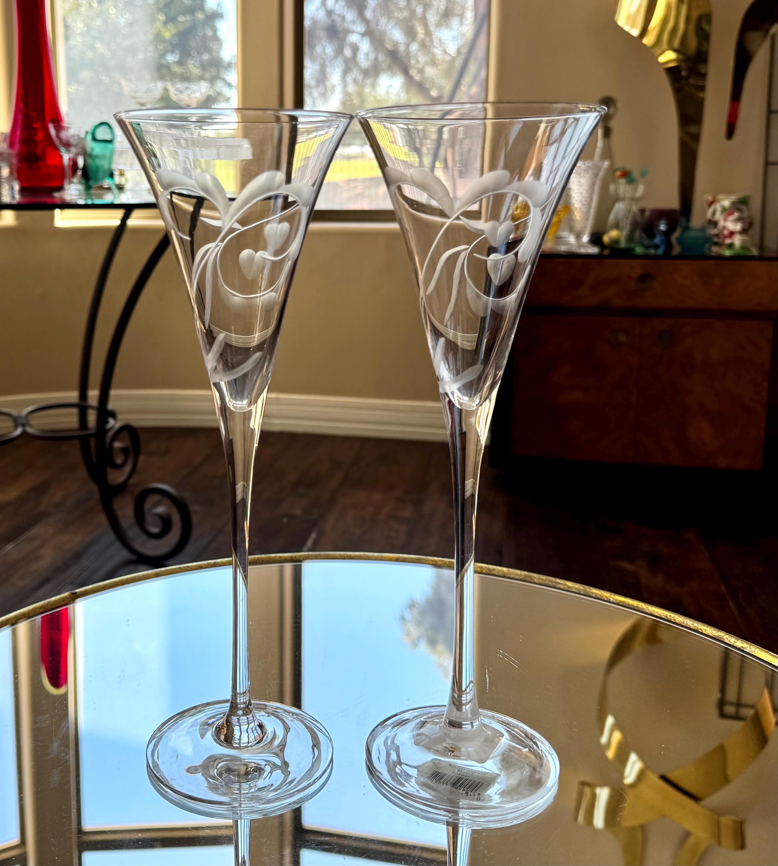 Amazon.com | Waterford Wishes Happy Celebrations Toasting  Waterford crystal Yours Truly crystal champagne Flutes display picture 1