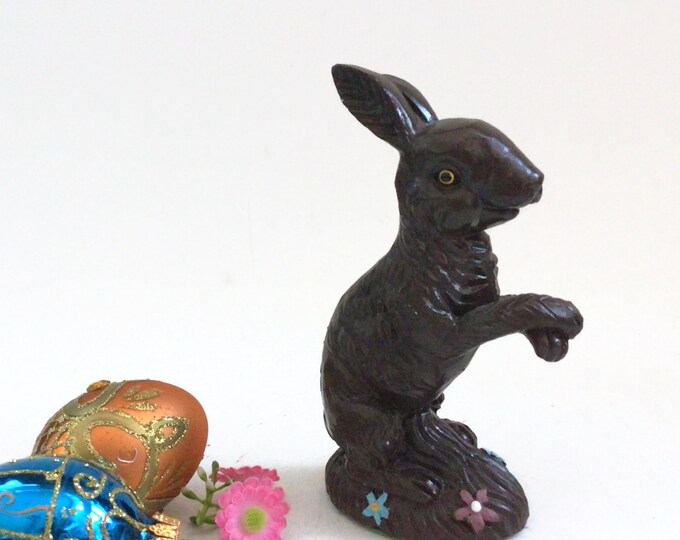 Vintage Chocolate Bunny, Easter Decor, Chocolate Bunny Figurine