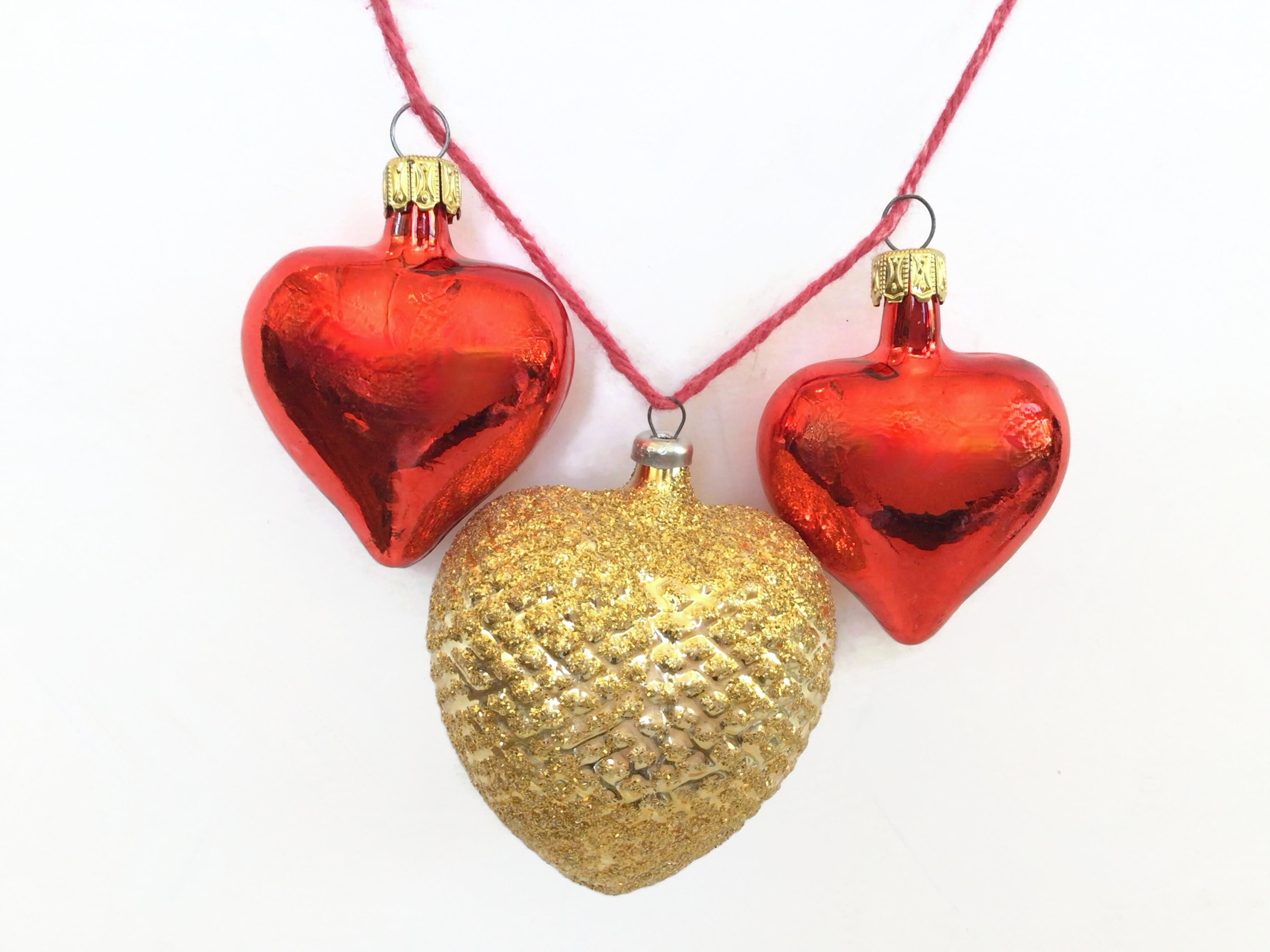Heart Ornaments. Valentine Heart Ornaments. Set of Wood Heart Ornaments.  Rustic Wood Heart Set. 