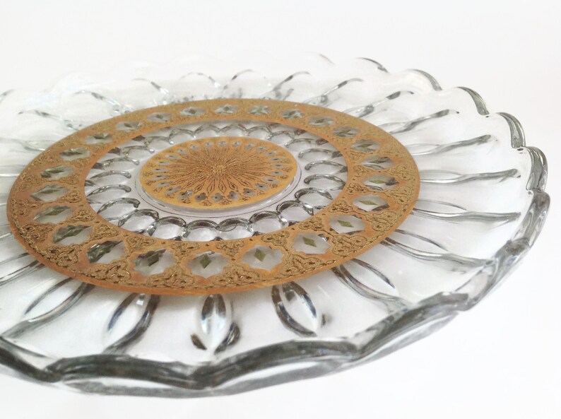 Vintage Culver Glass Plate Gold Trim Mid Century Modern Etsy