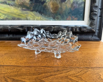 Vintage Glass Centerpiece, Bowl, Candy Dish, Art Deco Cubest, Fostoria Glass American Clear