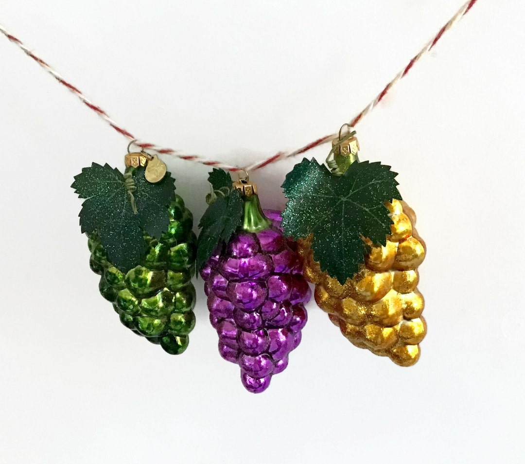 Vintage Glass Wine Theme Ornaments, Glass Grapes, Wine Ornaments, Wine ...