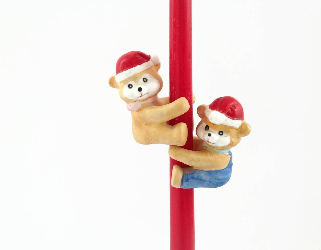Vintage Christmas Candle Huggers Teddy Bear Candle Huggers Etsy UK