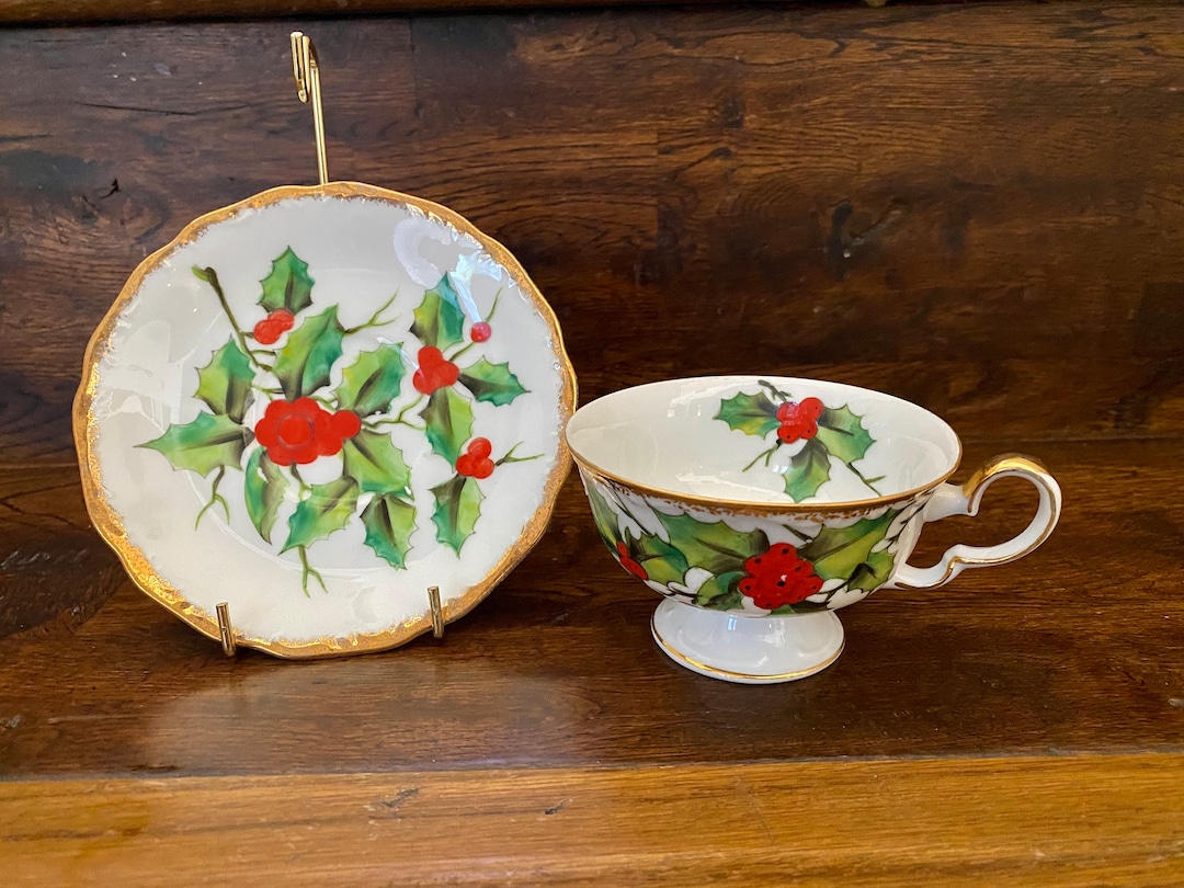Vintage Christmas Tea Cup and Saucer Cup of Christmas Tea Etsy