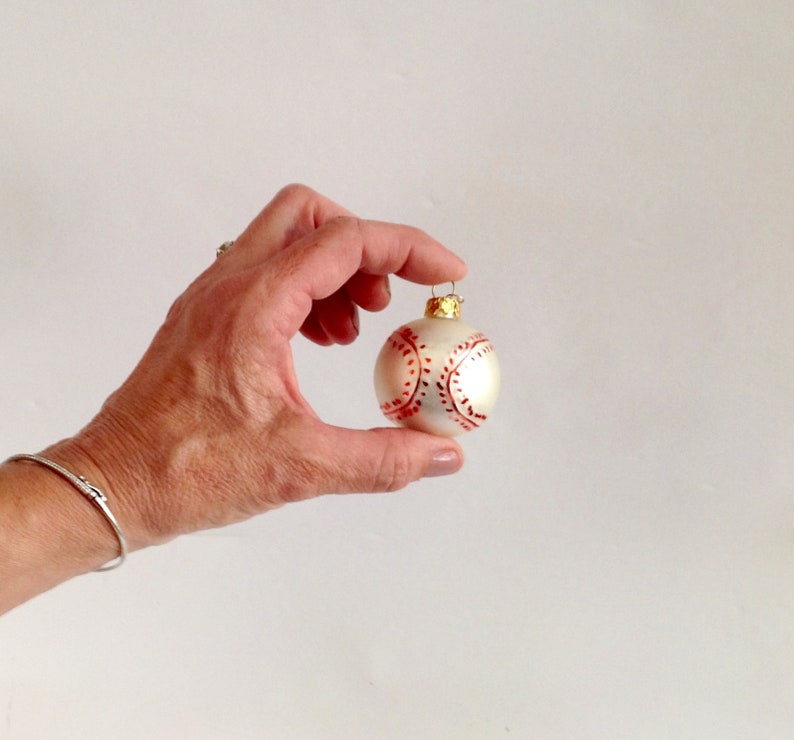 Set of 2 Glass Baseballs Gift for Baseball Player or Fan Vintage Christmas Baseball Ornaments