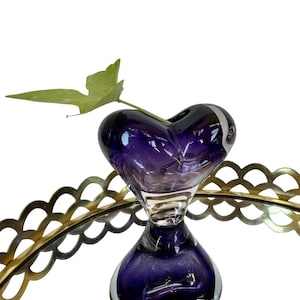 Vintage Heart Vase, Rosenthal Crystal Heart: Art Glass, Purple
