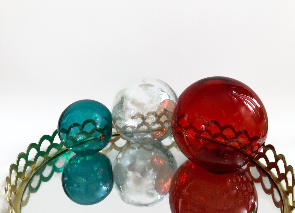 Vintage Glass Balls Set of 3 Art Glass Balls Witches Ball Etsy