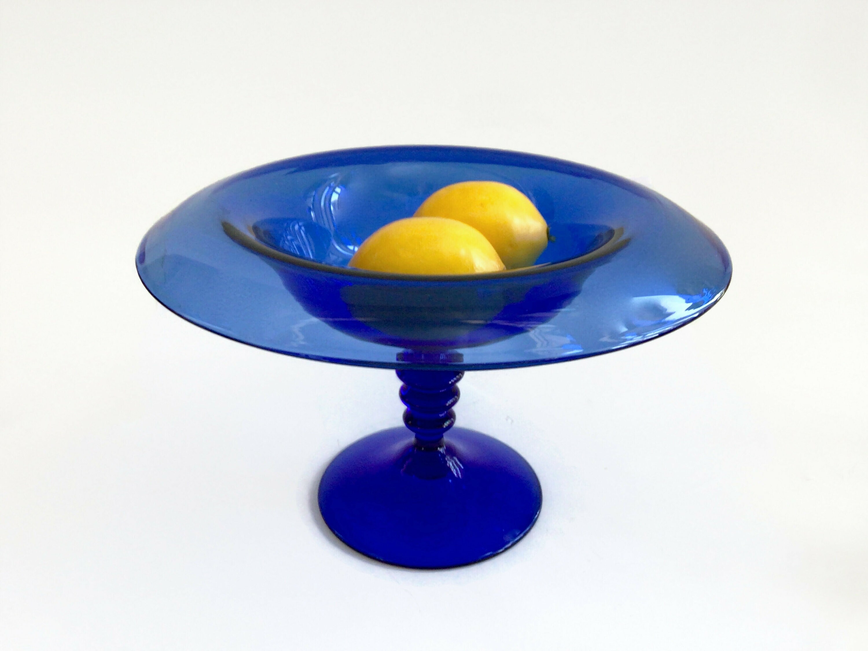 Vintage Bristol Art Glass Cobalt Blue Glass Rolled Compote Etsy