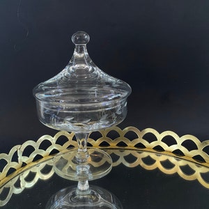 Vintage Glass Apothecary Jar, Etched Glass Display Jar, Circus Tent Lid, Genie Bottle Jar, Vanity Jar, Vanity Decor