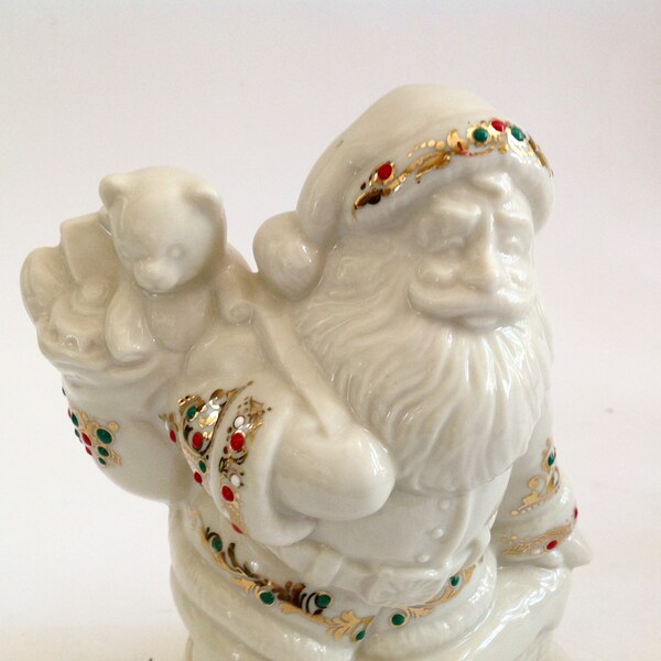 Vintage Lenox China Santa Figurine - Lenox China Jewels Collection - Gold Trim and Enamel - Santa Chimney Figurine - Lenox Giftware