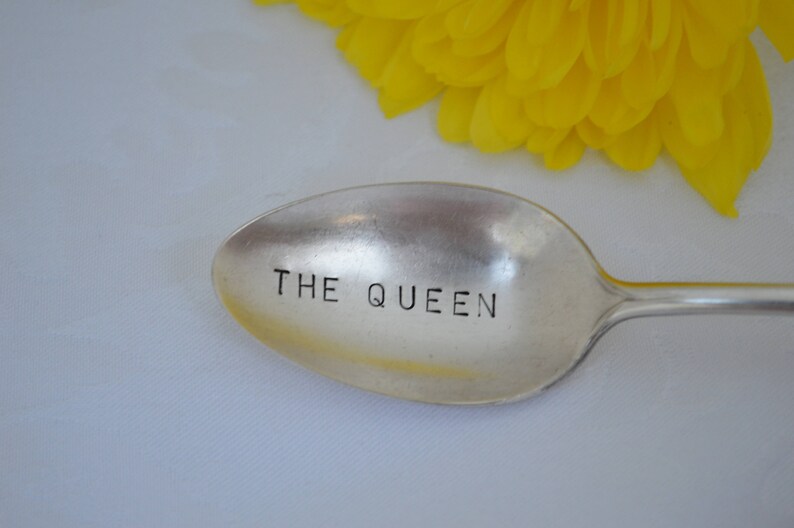 Tea Spoon Bee Stamped Honey Spoon Hand Stamped Spoon Queen Bee