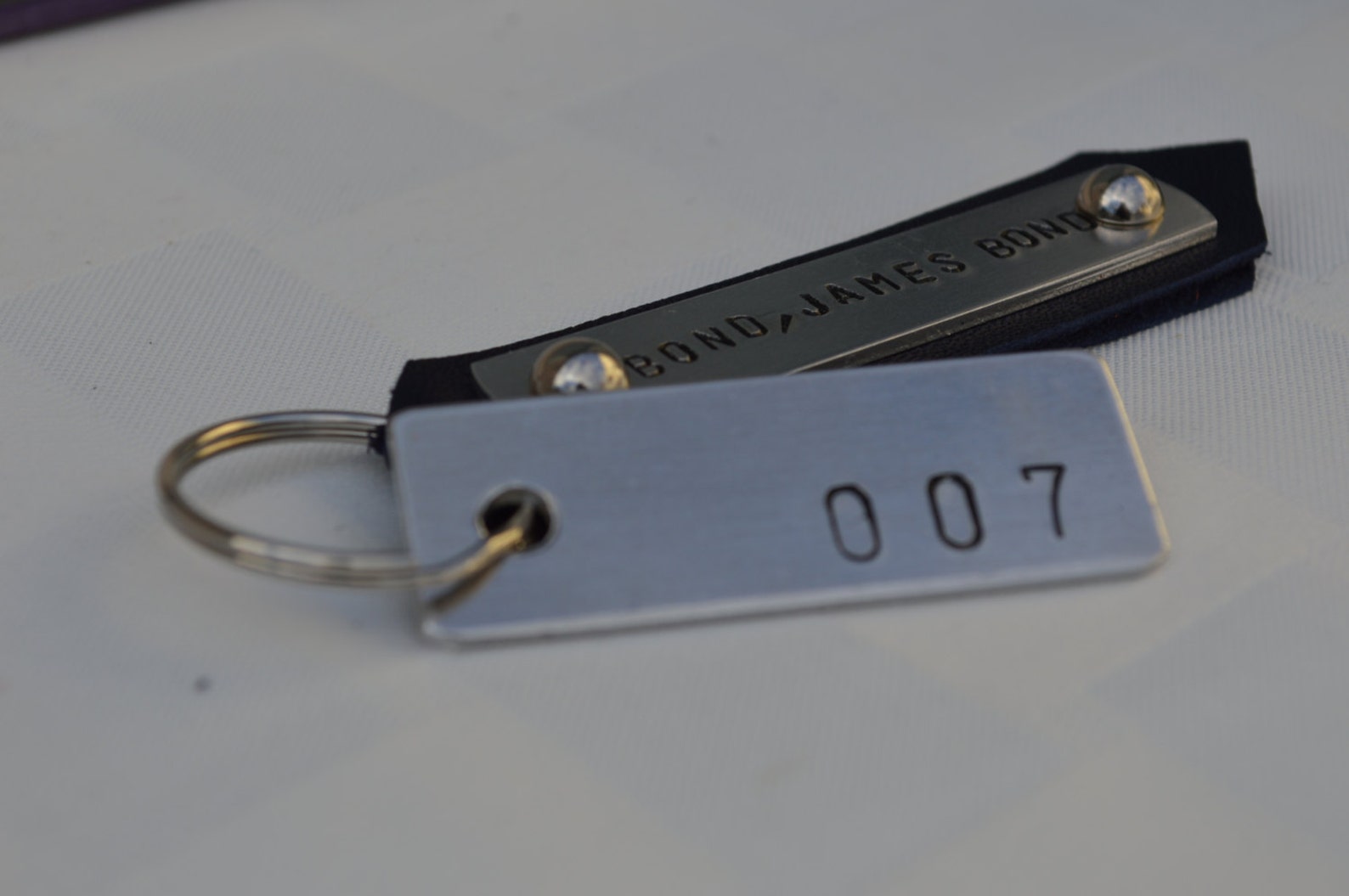 BOND JAMES BOND Hand Stamped Keychain. on Aluminum Using Etsy