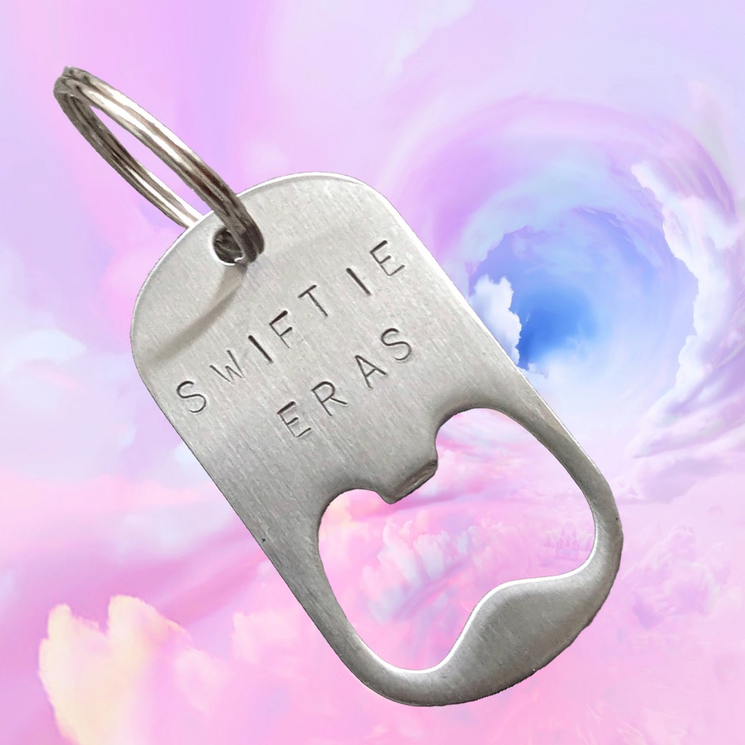 SWIFTIE ERAS Bottle Opener Keyfob for a Taylor Fan. Quality Stainless Steel Bottle Opener Hand