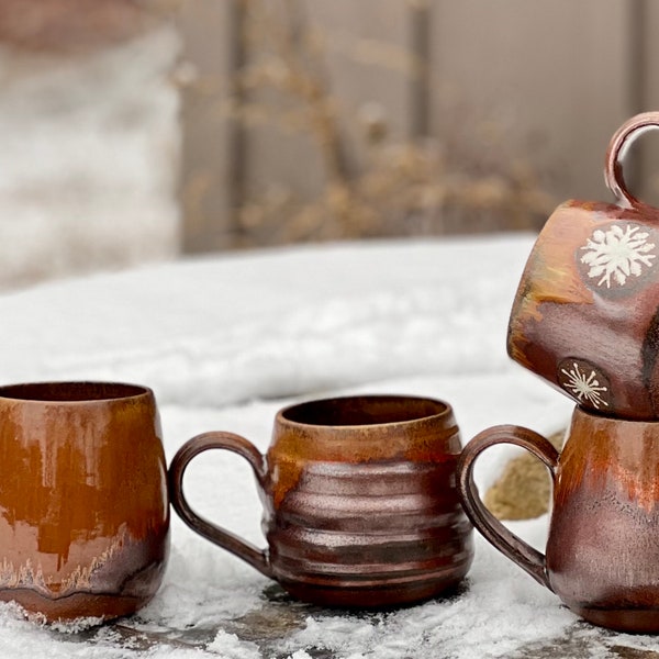 XL Handmade wheel thrown ceramic mug/ Fire pottery mug