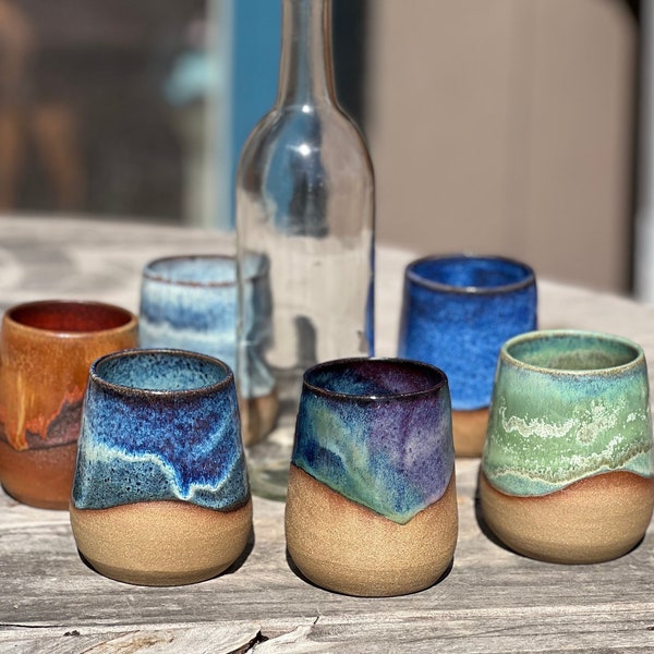 Handmade wheel thrown wine glass/ pottery tumbler/ cocktail cup