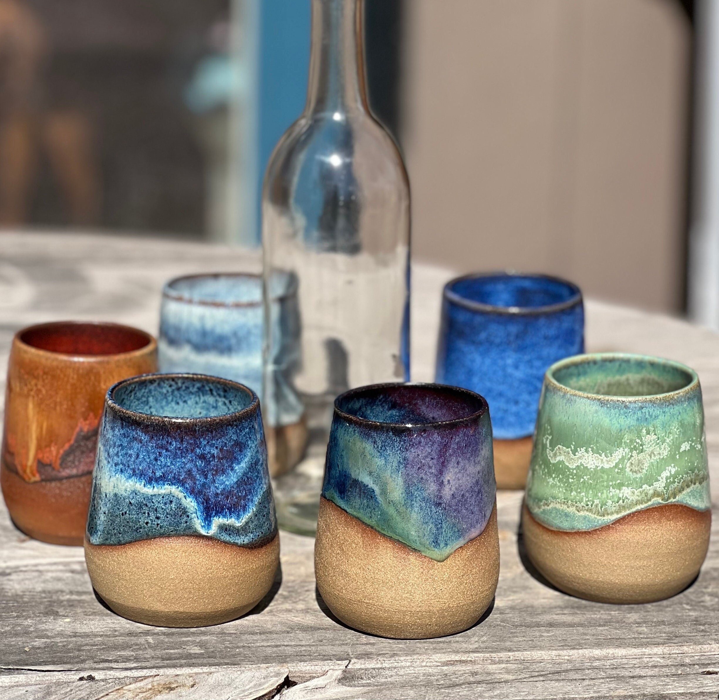 Handmade Colorful Stoneware Ceramic 10 fl. oz Tumblers for Coffee or Wine –  Mad About Pottery