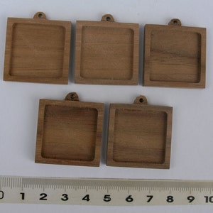 5 pieces  unfinished   Dark walnut base blank for orgonite necklaces, pendant tray setting , picture frame ,wooden bezels