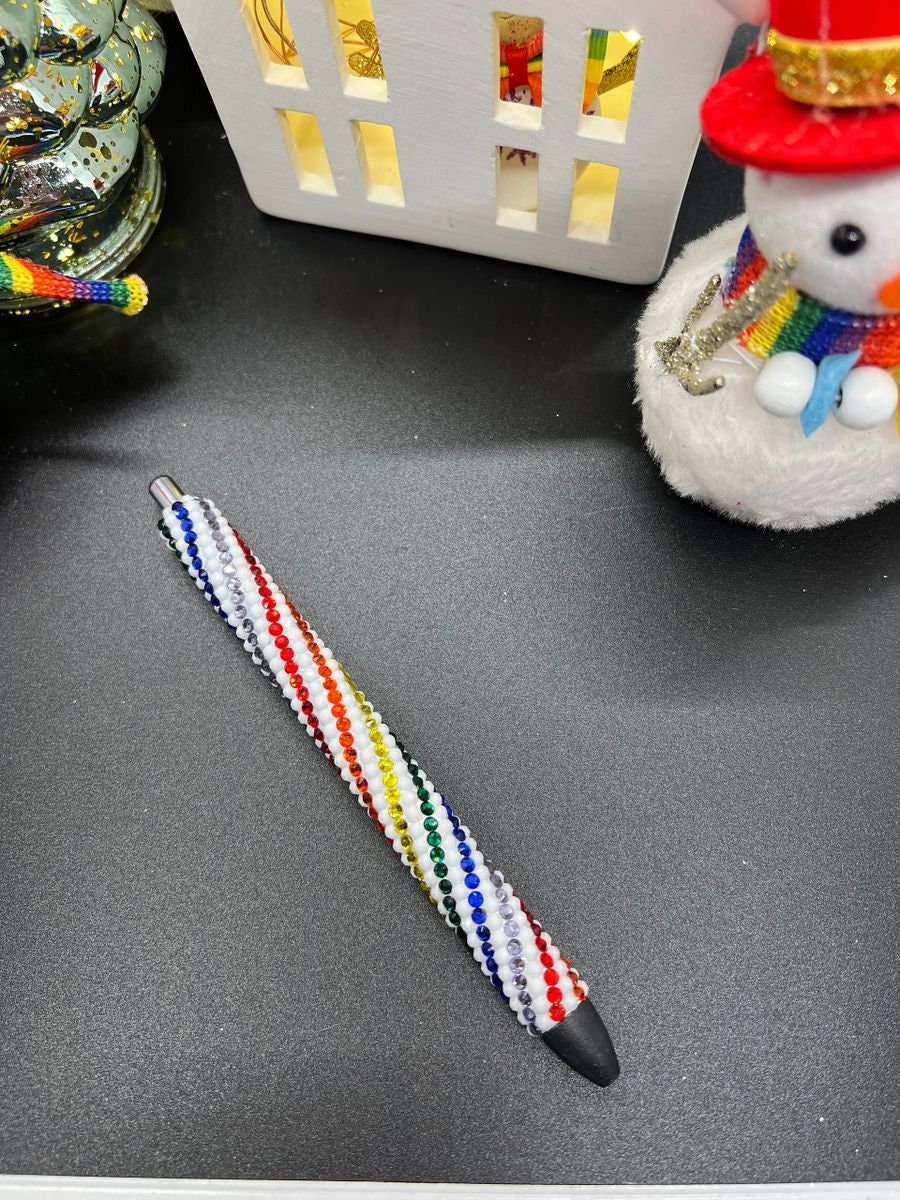 Rainbow Swirl Rhinestone Pen – Customized by Allie