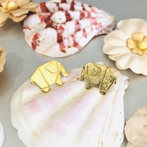 Gold Elephant Stud Earrings In Sterling Silver, Cute Fun Elephant Jewellery, Lucky Elephant Stud Earrings, Plain Sterling Silver Elephant