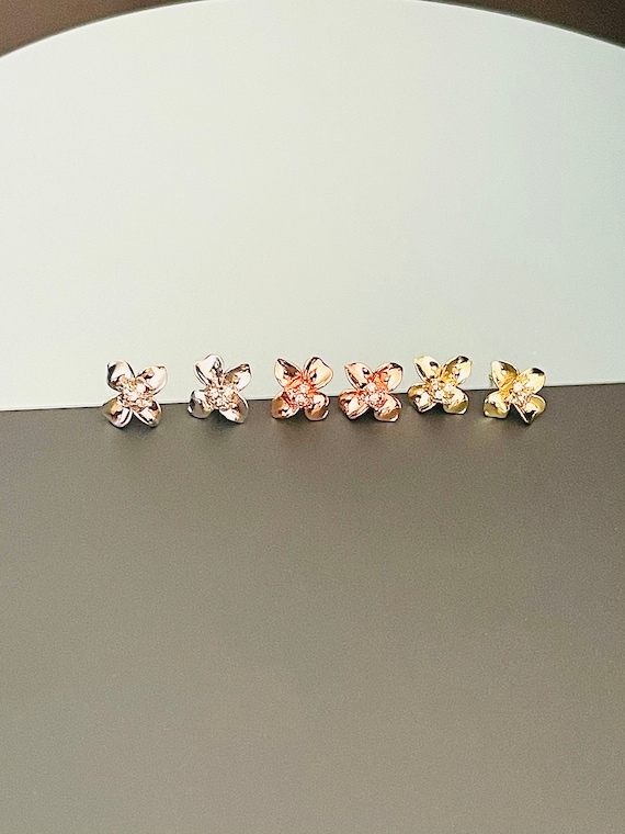 2WAYフラワーイヤリング（シルバー、ローズゴールド、ゴールド