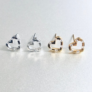 925 Sterling Silver Minimalist, Small Heart Stud Earrings, Gold-Silver Stud Earrings, Classic Simple Heart Earrings, CZ Silver-Gold Stud