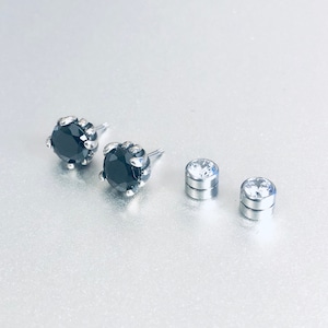 Black Round Stud Earrings, Oxidized Sterling Silver Stud Earrings, Black 8mm Studs, Cubic Zirconia Studs, Unisex Sterling Silver Earrings
