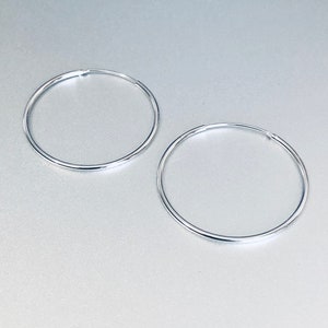 20mm,30mm,40mm,50mm 925 Sterling Silver Hoops Earrings, Silver Thin Hoops Earrings, Small,Medium, Large Hoops Earrings