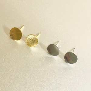 Brush Plain 925 Sterling Silver Earrings, Minimalist Gold-Silver Stud Earrings, Classic Simple Gold Brush Earrings, Shiny Gold-Silver Stud