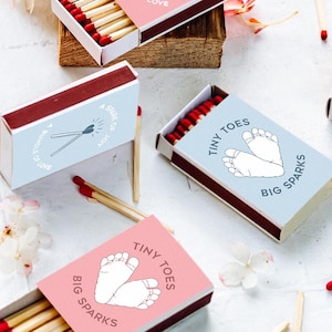 Bulk baby shower favors / Custom Matchboxes / baby shower decorations / Custom matchbooks / baby shower gifts / matches / custom matches