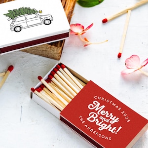 Boîte d'allumettes de Noël fantaisiste - Bougies assorties pour une décoration des Fêtes, une petite idée cadeau, un bas de Noël ou une décoration de table de Noël - Boîte d'allumettes