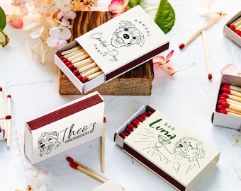 Sketch Art Dog Matches - Personalized Pet Vintage Matchboxes - Custom Dog Matchboxes - Dog Lovers Gifts - Dog Housewarming - Matchbook