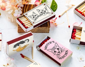 Sketch Art Cat Matches - Personalized Pet Vintage Matchboxes - Custom Cat Matchboxes - Cat Lovers Gifts - Cat Housewarming - Matchbook