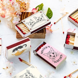 Sketch Art Cat Matches - Personalized Pet Vintage Matchboxes - Custom Cat Matchboxes - Cat Lovers Gifts - Cat Housewarming - Matchbook