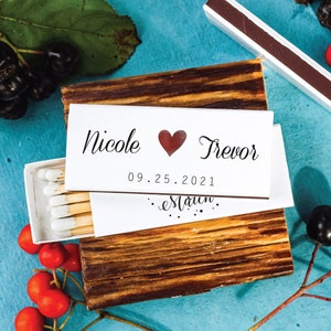 Bulk of Personalized Wedding Matches - Handwritten Heart Design Matchbooks - Custom Wedding Matchbox